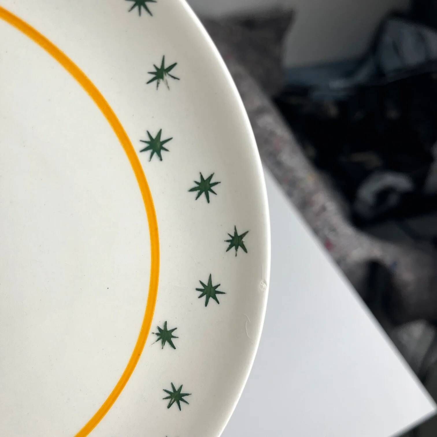 Set of 4 dessert plates GIEN, Primefleur creation, model "Constellation", 1950.