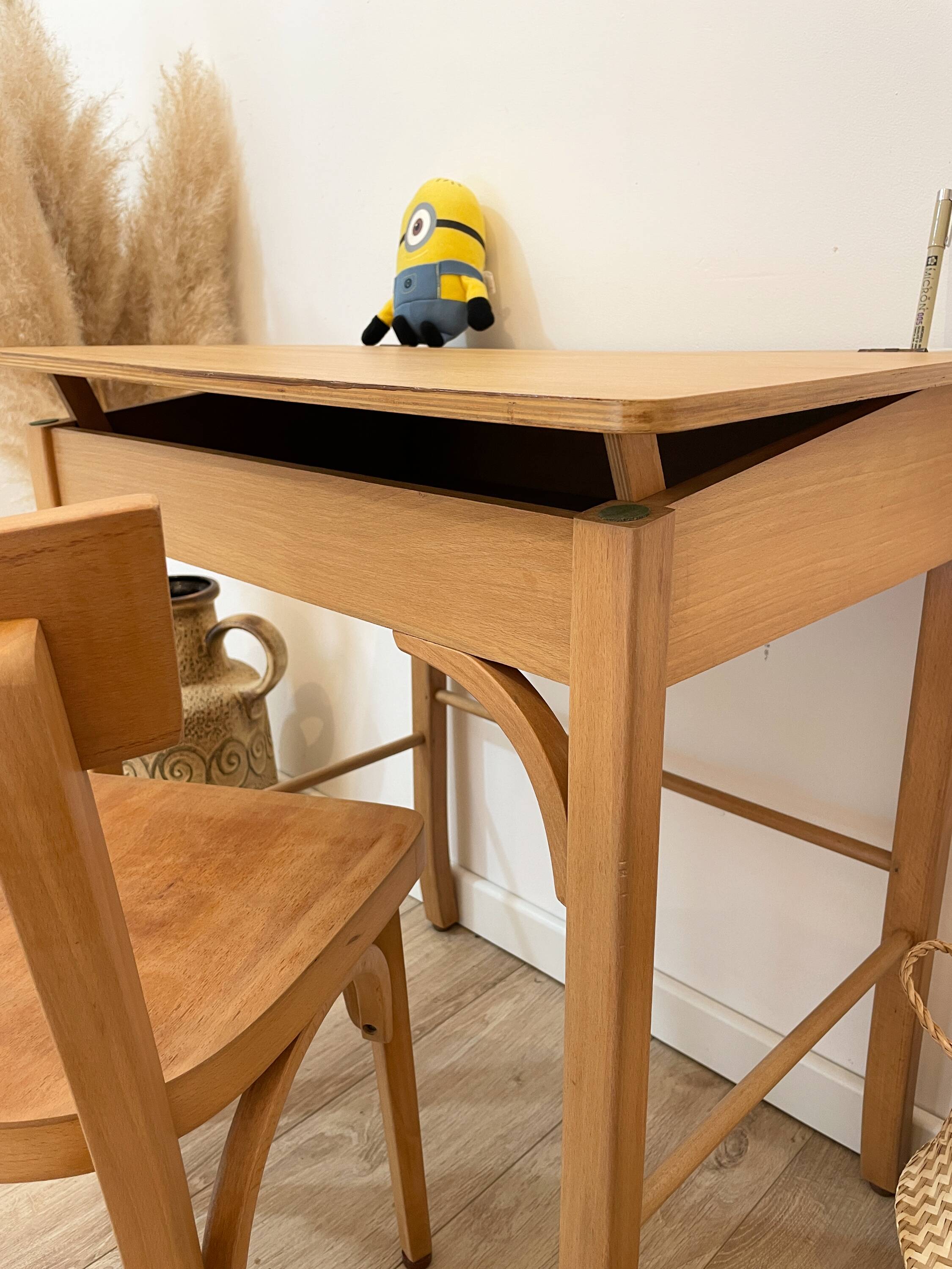 Pupitre/Bureau enfant et sa chaise - Baumann - Années 50/60