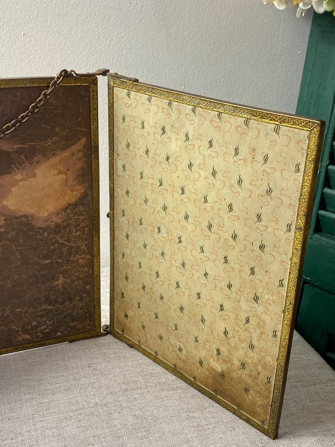 Vintage barber triptych mirror