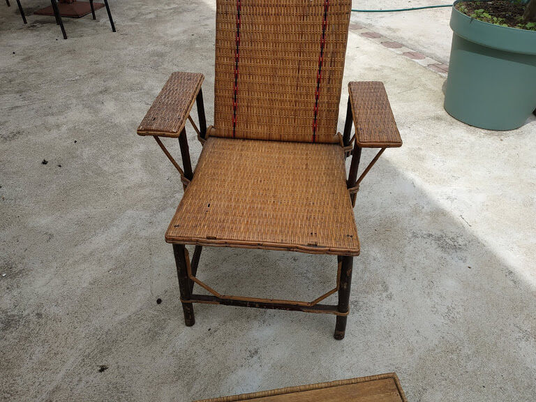 Old rattan armchair
