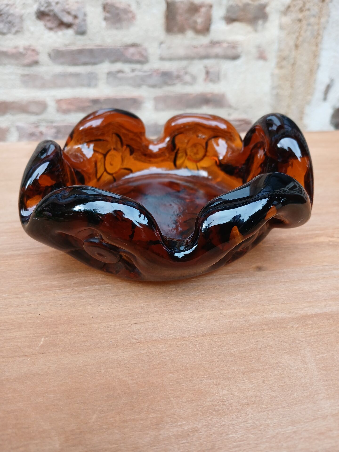 Vintage thick glass ashtray