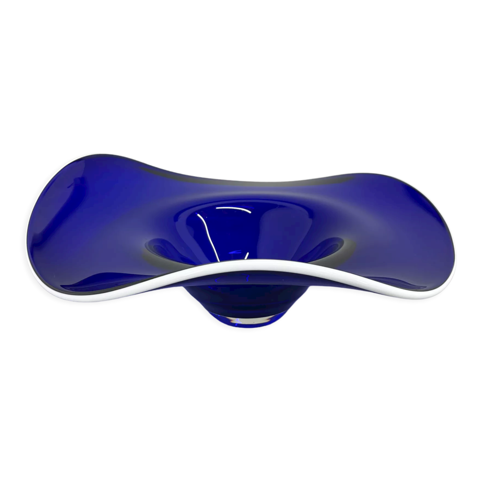 Mid-century Blue Glass Bowl, Czechoslovakia