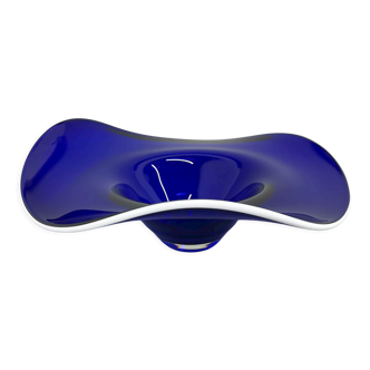 Mid-century Blue Glass Bowl, Czechoslovakia