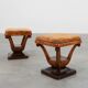 Paire de tabourets en noyer Art Déco avec tissu d'origine, Italie, 1920