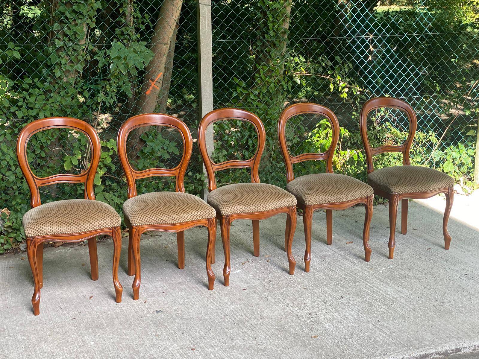 5 vintage Louis Philippe dining chairs Solid curved wood