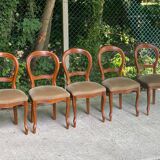 5 vintage Louis Philippe dining chairs Solid curved wood