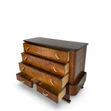 Commode italienne Art déco en ronce de noyer, années 1920