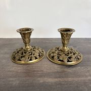 Paire de Bougeoirs Art Nouveau en Bronze Doré