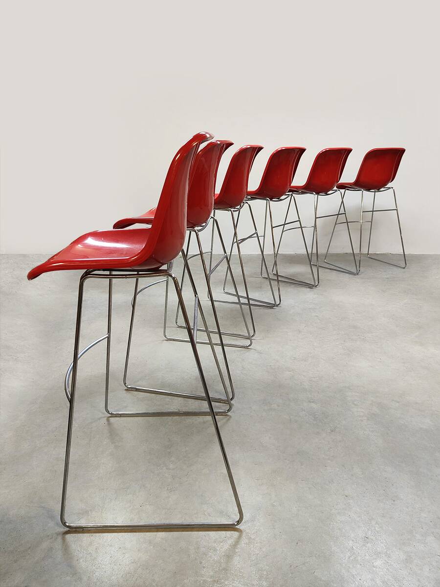 6 x Dutch design vintage Spirit barstools