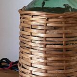 VINTAGE Green Rattan Dame Jeanne Lamp