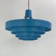 Vintage 1960s Metal Pendant Light - Blue Design