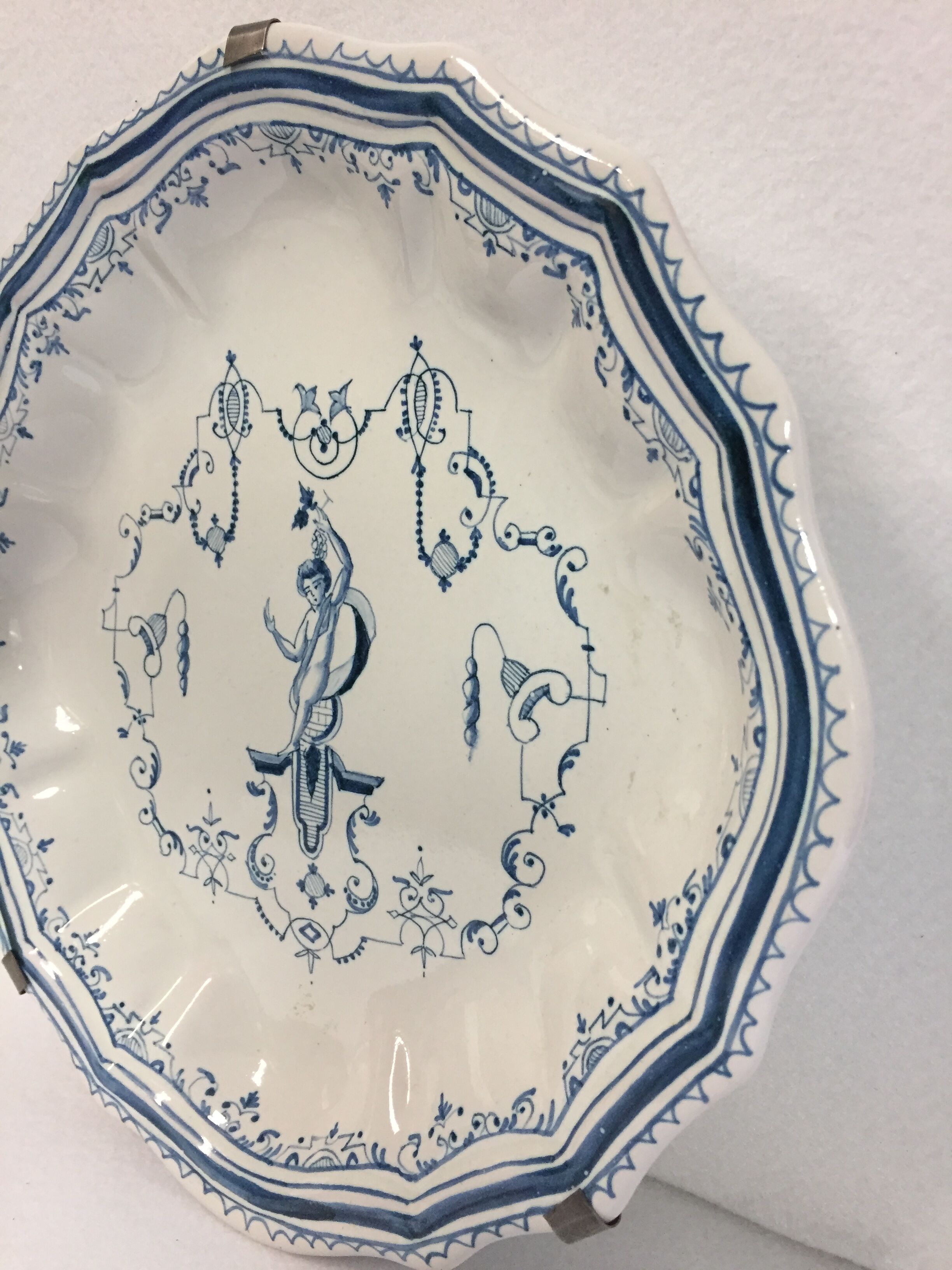 Decorative plate earthenware of Moustiers décor a la berain