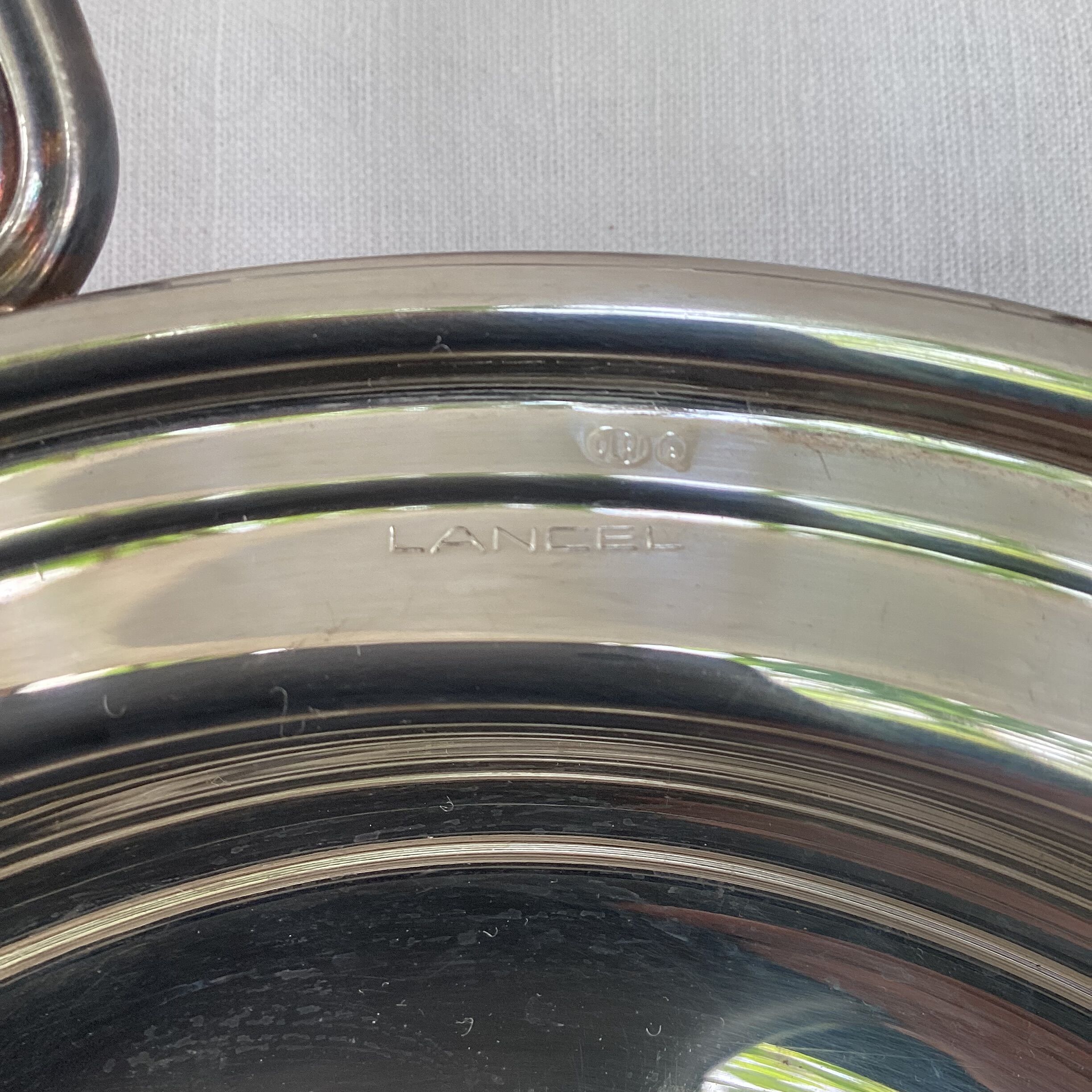 Silver metal covered dish signed Lancel dimension: height -14cm- width -48cm-