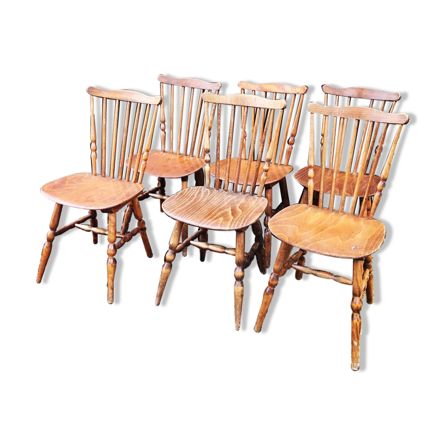 6 wooden Baumann bistro chairs