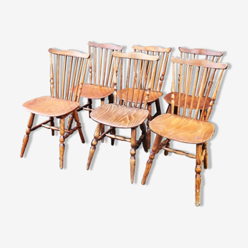 6 wooden Baumann bistro chairs