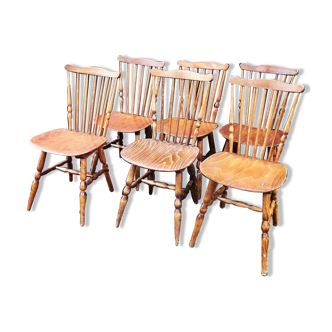 6 wooden Baumann bistro chairs