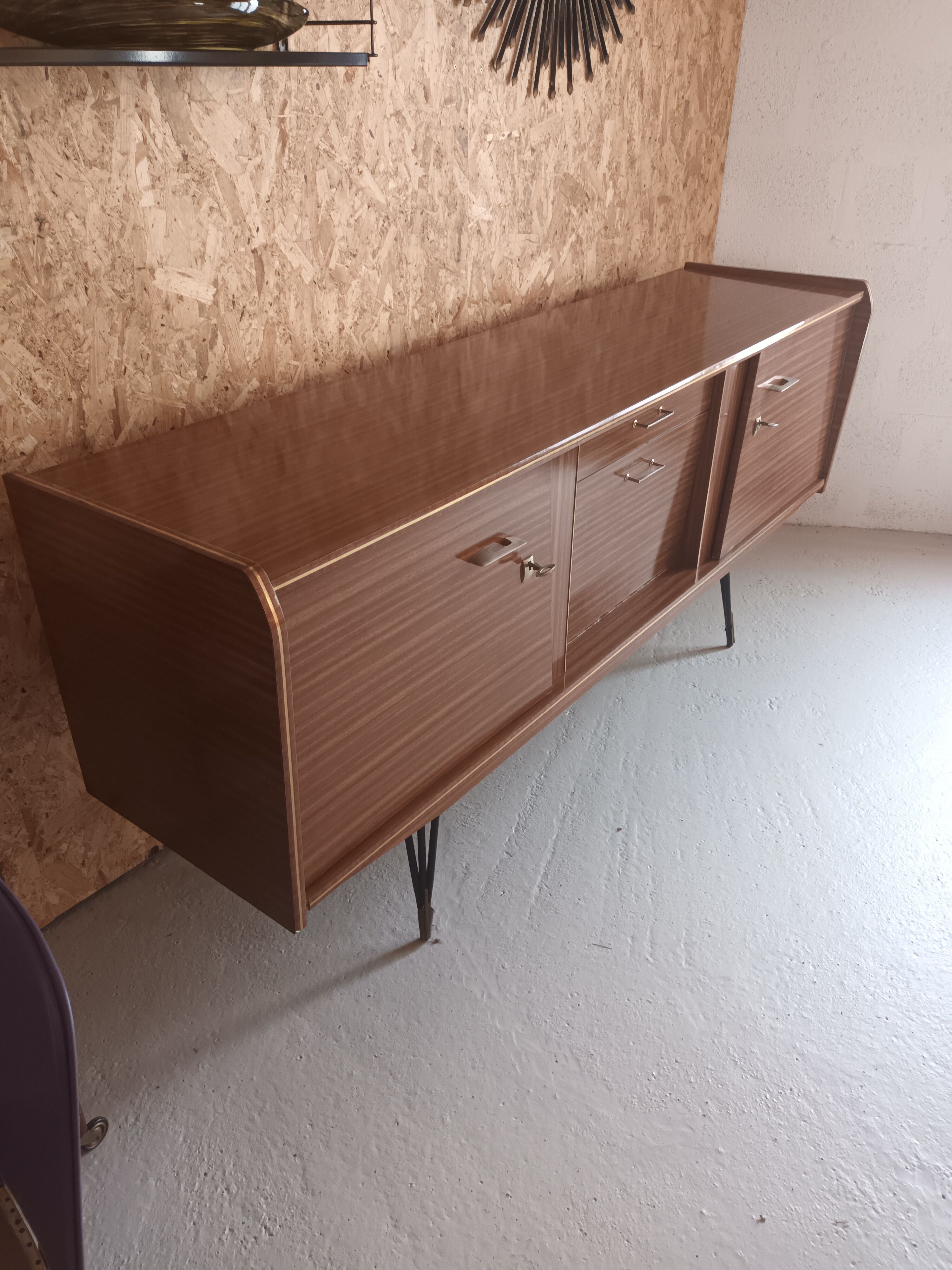 Brown formica sideboard