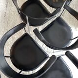 Set of 6 vintage arper chrome leather chairs