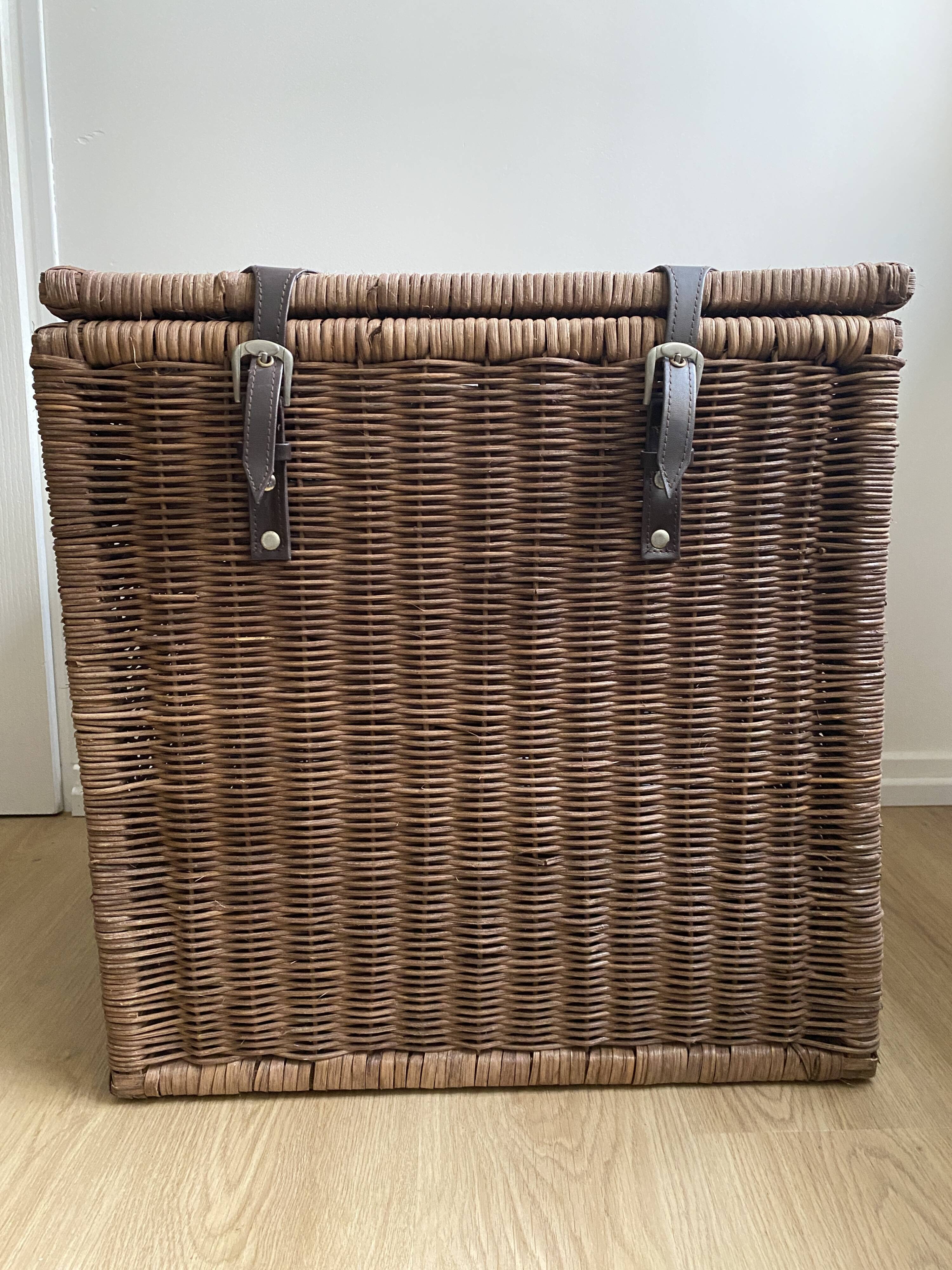 Set of two large trunks, vintage wicker storage chests