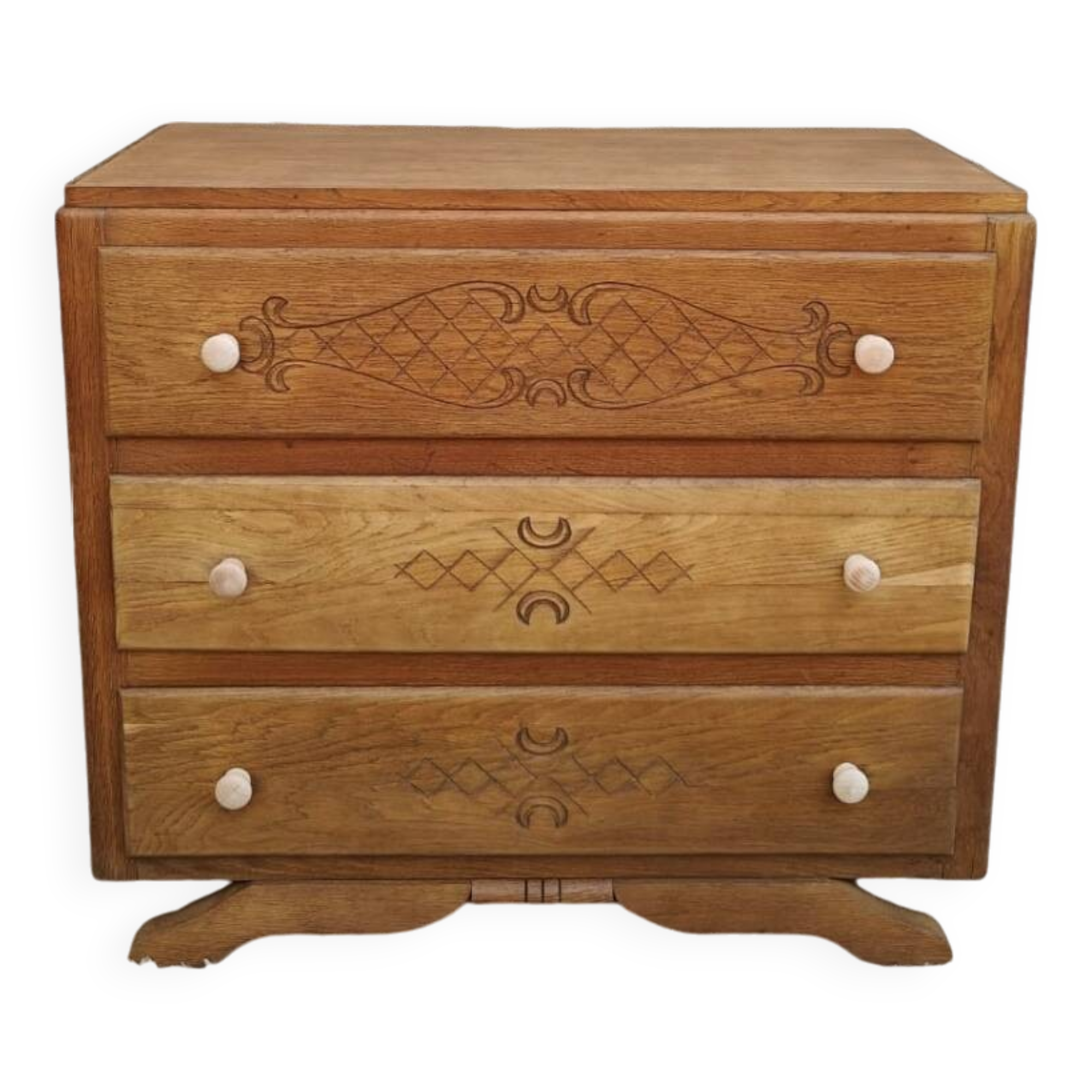 Art Deco chest of drawers in sandblasted oak