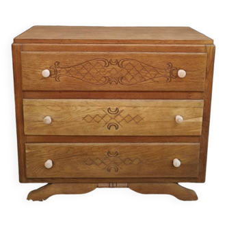 Art Deco chest of drawers in sandblasted oak