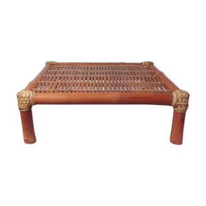Table basse carrée rotin
