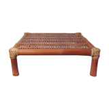 Bamboo rattan square coffee table