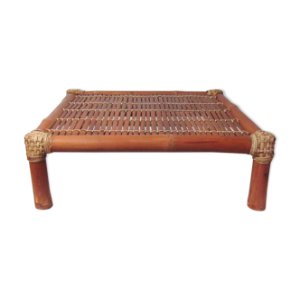 Bamboo rattan square coffee table