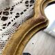 Miroir ancien trilobé en bois doré 22 cm 