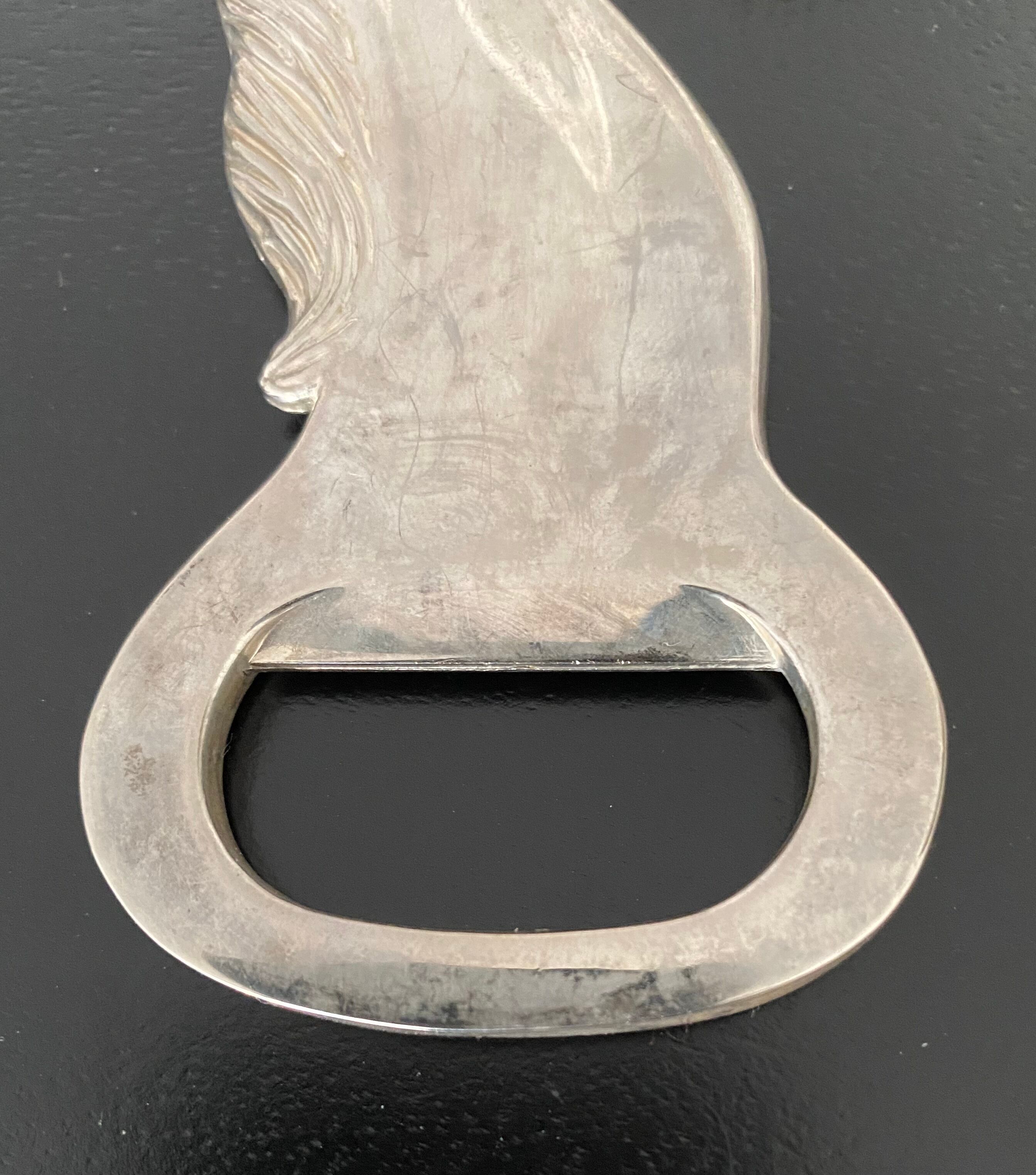 Silver metal bottle opener vintage horse shape
