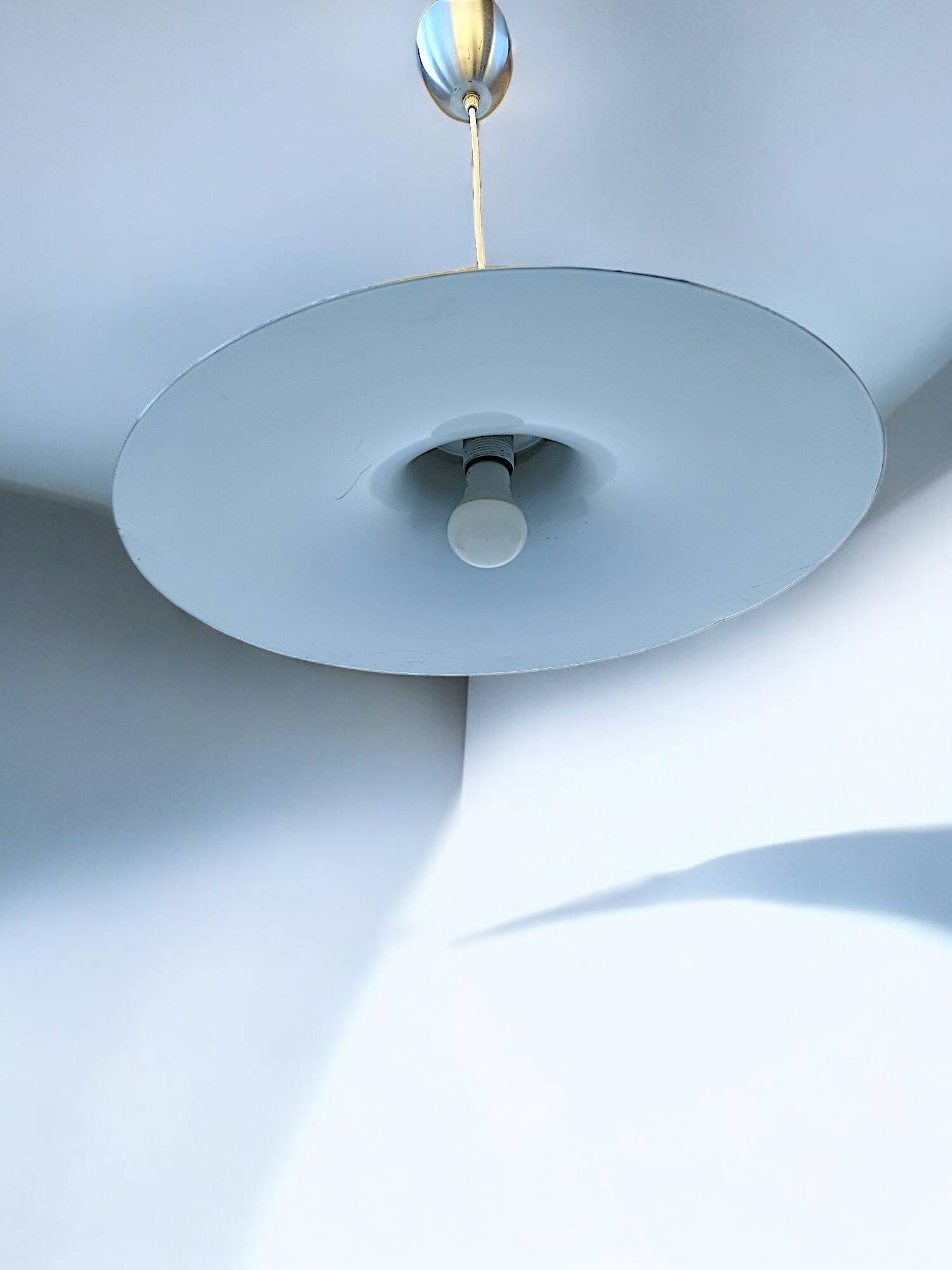 Large vintage space age 1970 aluminum pendant light L