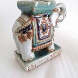 Elephant statue Polychrome ceramic sculpture signed
