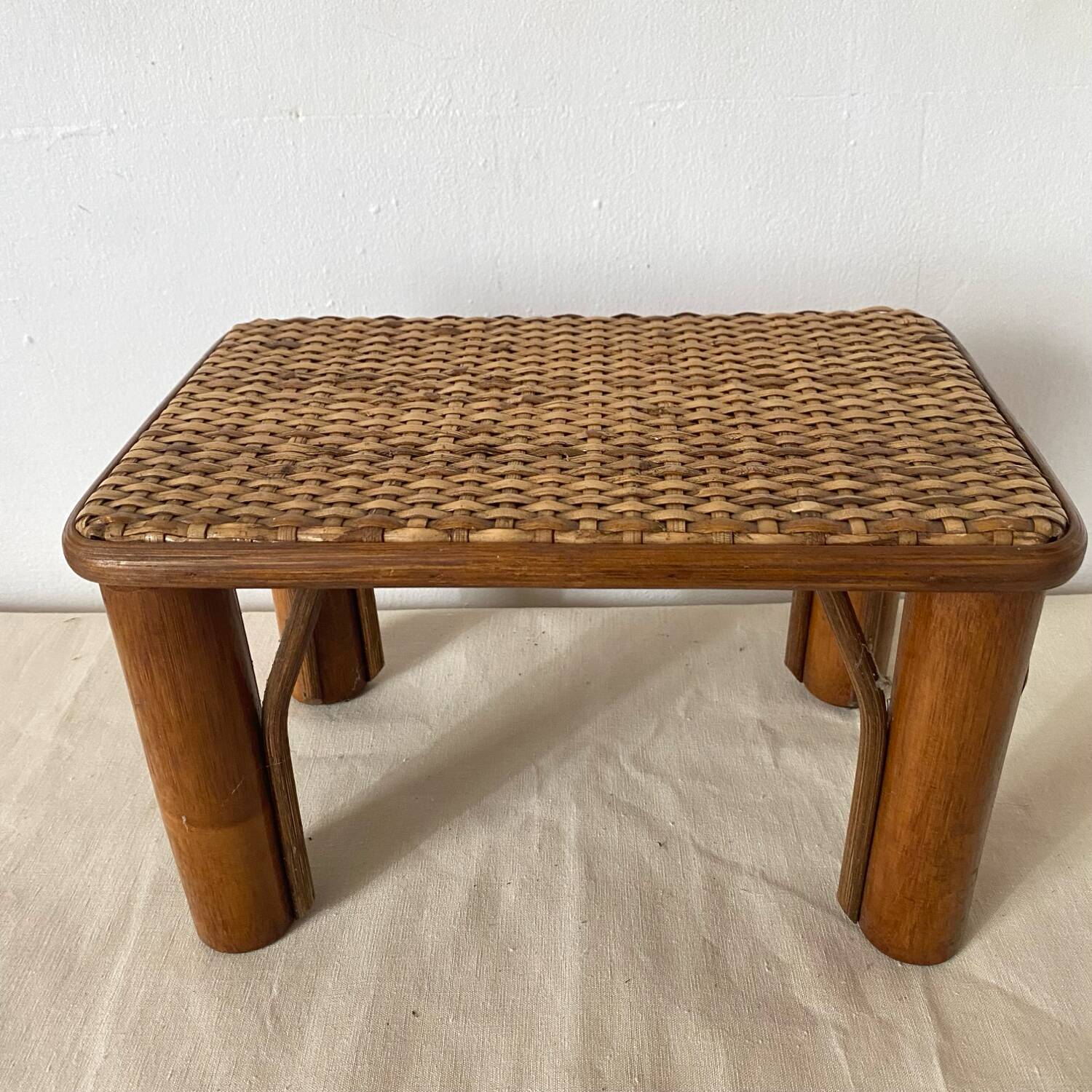 Vintage rattan low stools