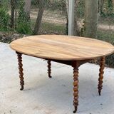 Table ovale à volets Louis Philippe XIXéme bois massif chêne pied torsade