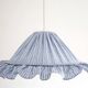 Suspension Emilia, pleated lampshade with frills, blue stripes.