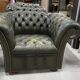 Fauteuil club Chesterfield vert antique
