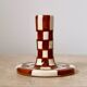 Handmade Brown Checkered Candlestick Holder