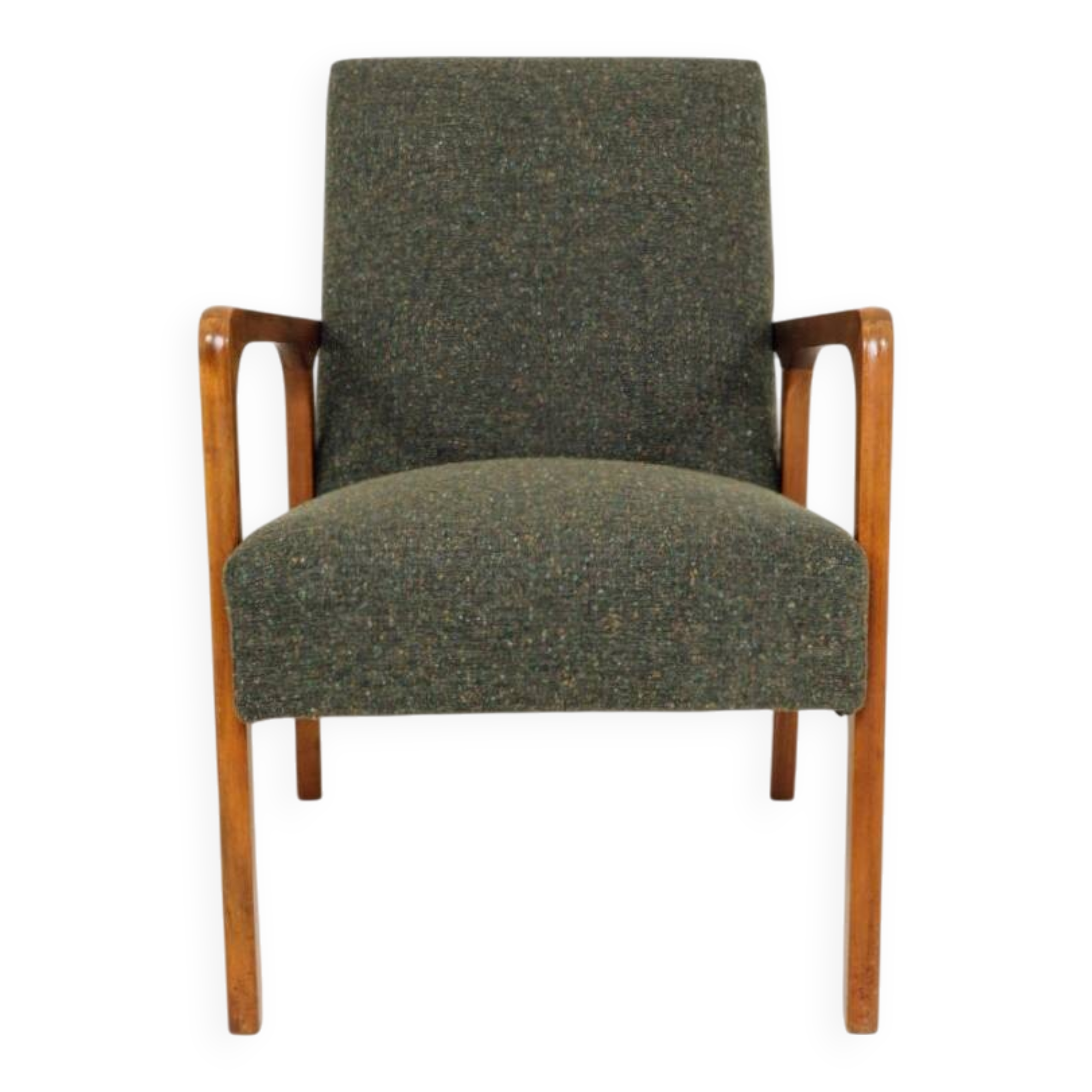 Vintage avocado green granola armchair Scandinavian design 1960s