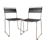 Pair of spaghetti chairs stainless steel and black scoubidou Giondomenico Belotti