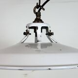 Industrial White Enamel Factory Pendant Lamp, 1960s