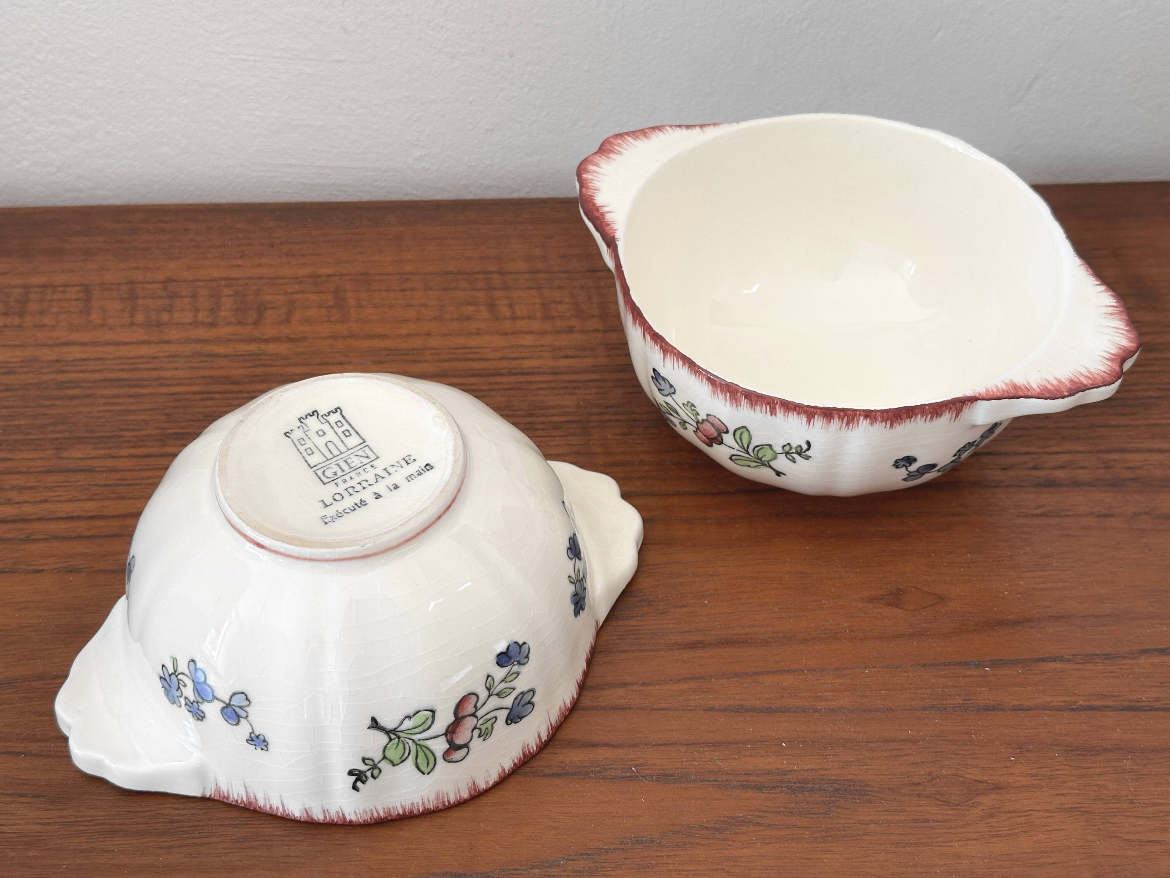 Faience de Gien - 2 bols à oreilles Vintage modèle Lorraine