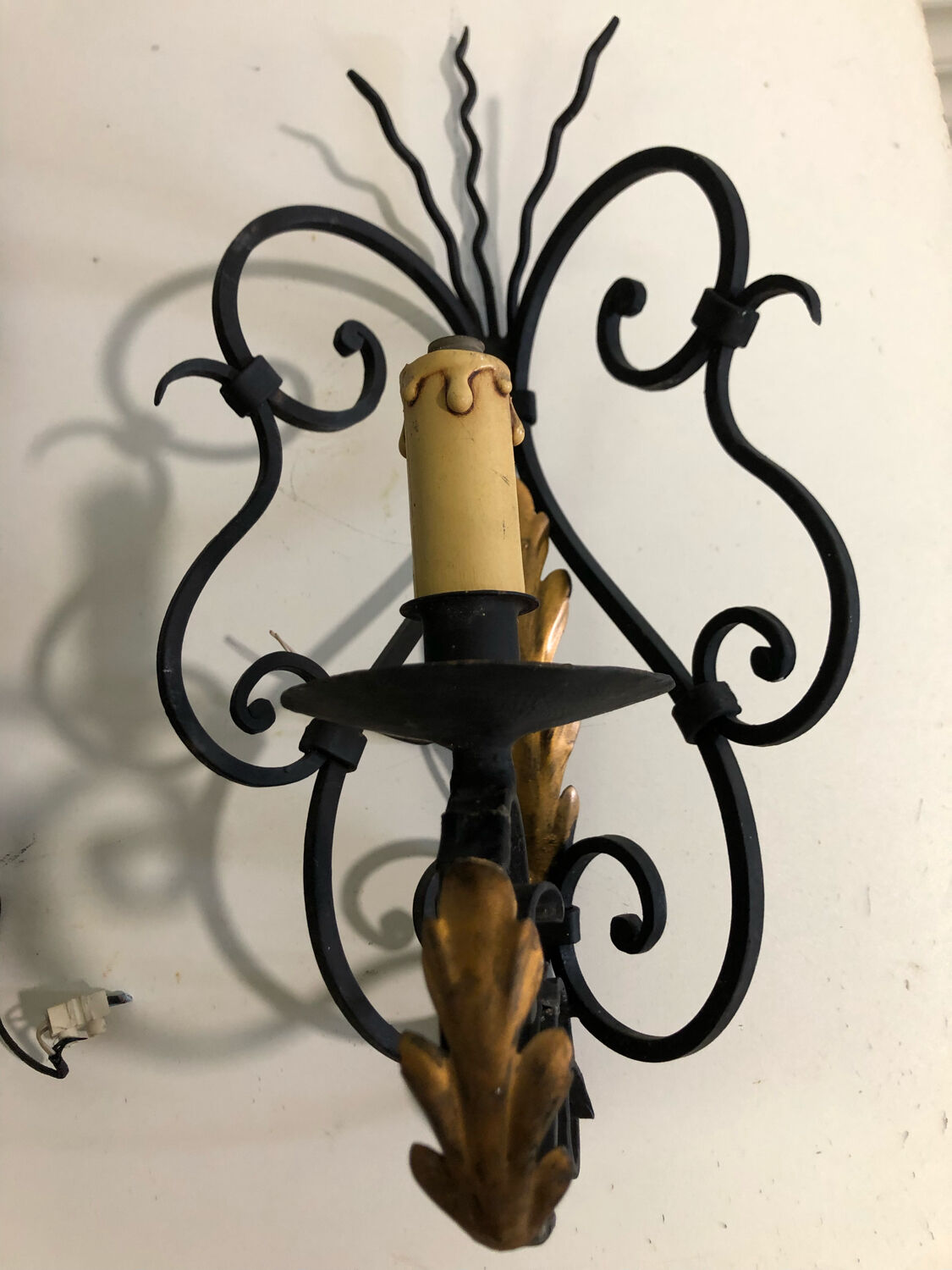 Wrought iron corner wall lights