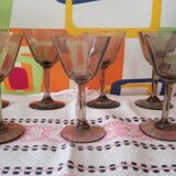 Lot de 7 verres à pied à cherry anciens en cristal soufflé