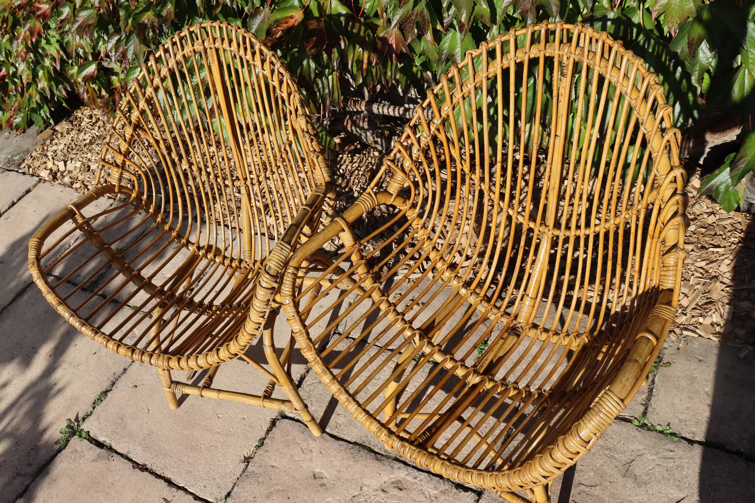 rattan and bamboo lounge set, Italy, 1960s, attributed to Franco Albini