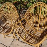 rattan and bamboo lounge set, Italy, 1960s, attributed to Franco Albini