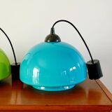 Suspension in blue opaline mushroom design 60s-70s