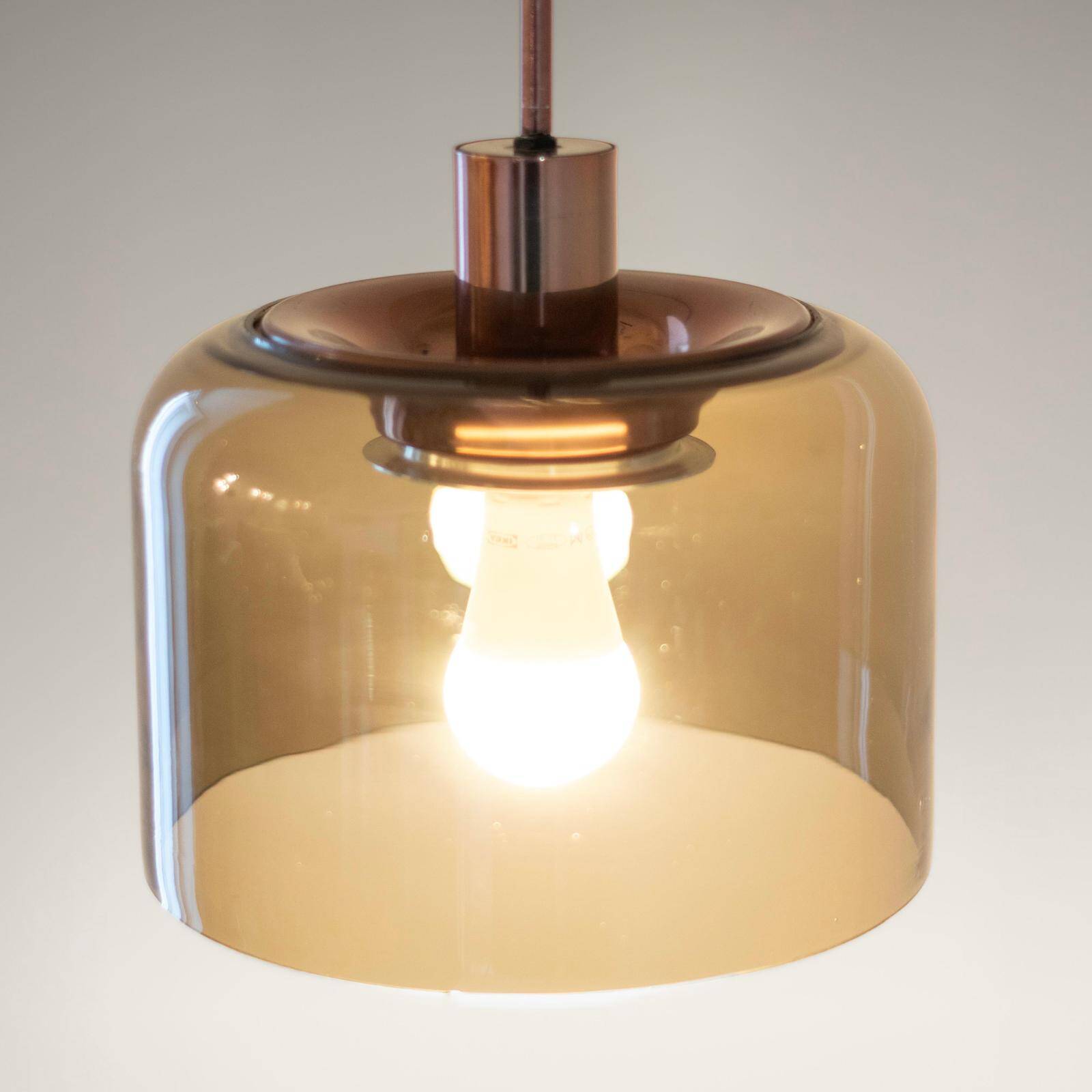 Design Italian Smoked Glass and Bronzed Pendant