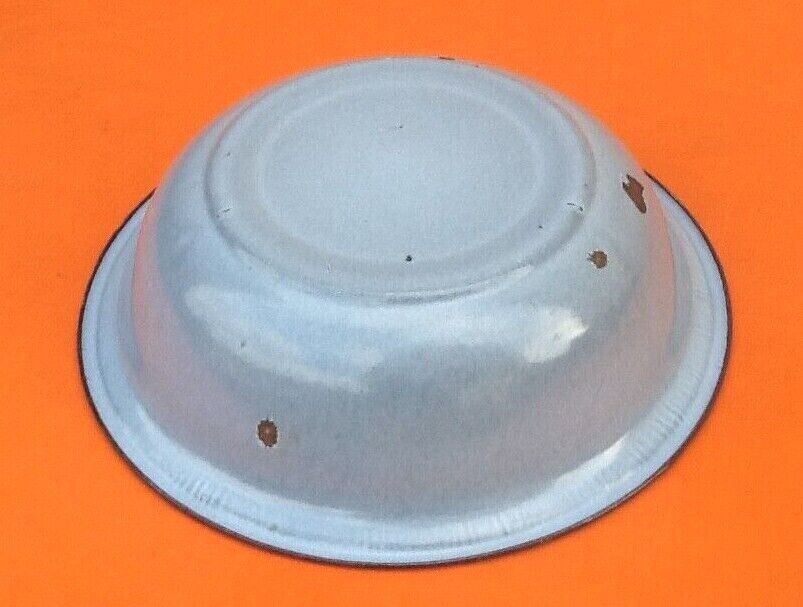 1940s basin, bowl glazed sheet metal gray with brown edging