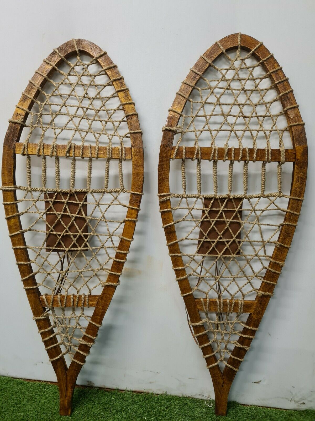 Pair of wooden snowshoes
