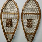 Pair of wooden snowshoes